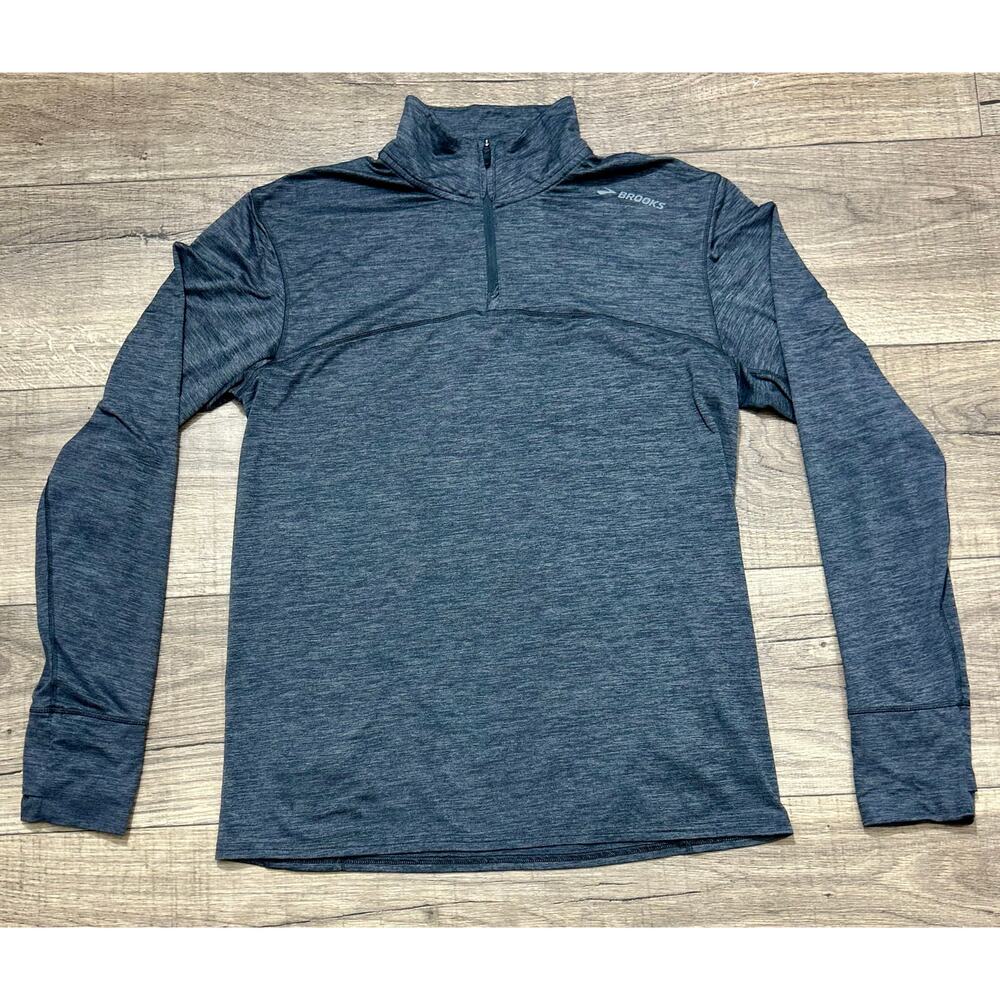 Brooks Active Jacket Mens Fleece Sz Small - Fleece Warm 1/4 Zip Gray!